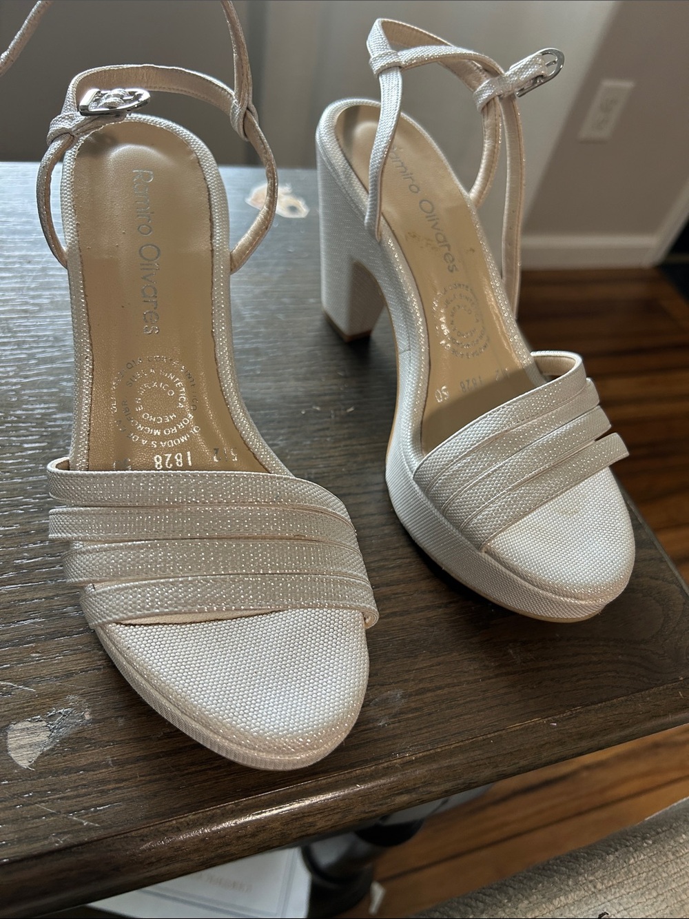 Ivory Strappy Platform Block Heel Sandals
